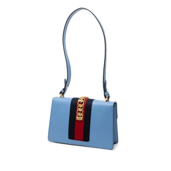GUCCI Blue Leather Sylvie Shoulder Bag - Picture 2 of 6